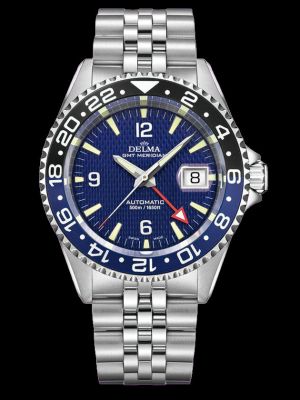 Delma Santiago GMT Meridian Dive Watch - Blue with Black/Blue Bezel