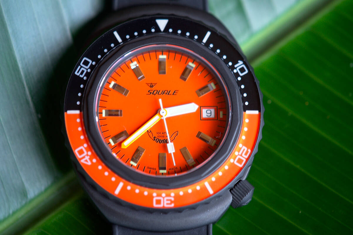 Squale 101 atmos 2002 Professional Dive Watch - Orange/Black Orange PVD