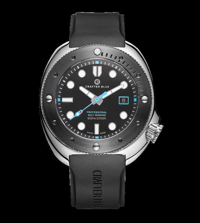 Crafter Blue Hyperion Ocean 600m Professional Dive Watch with Black Bezel