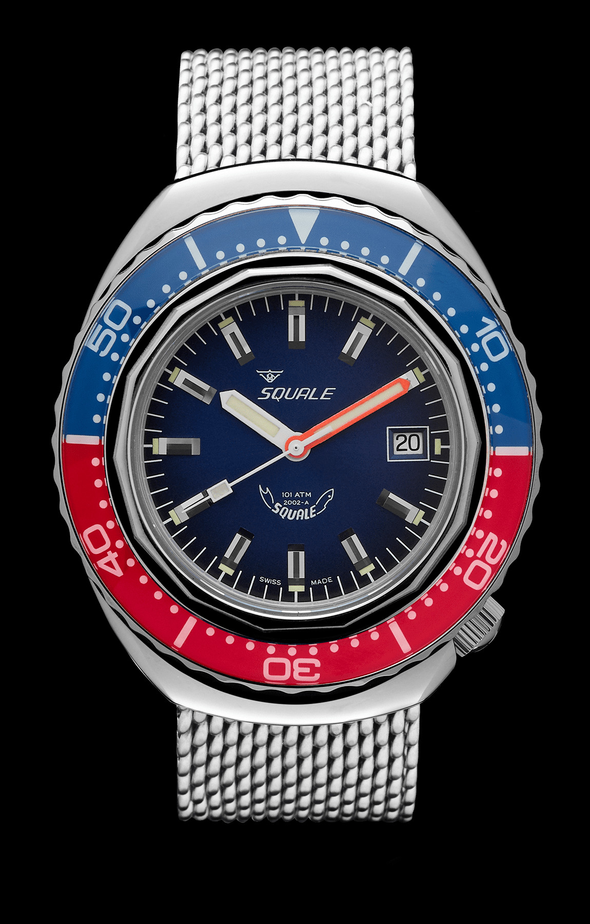 Squale 101 atmos 2002 Blue / Red Polished Dive Watch