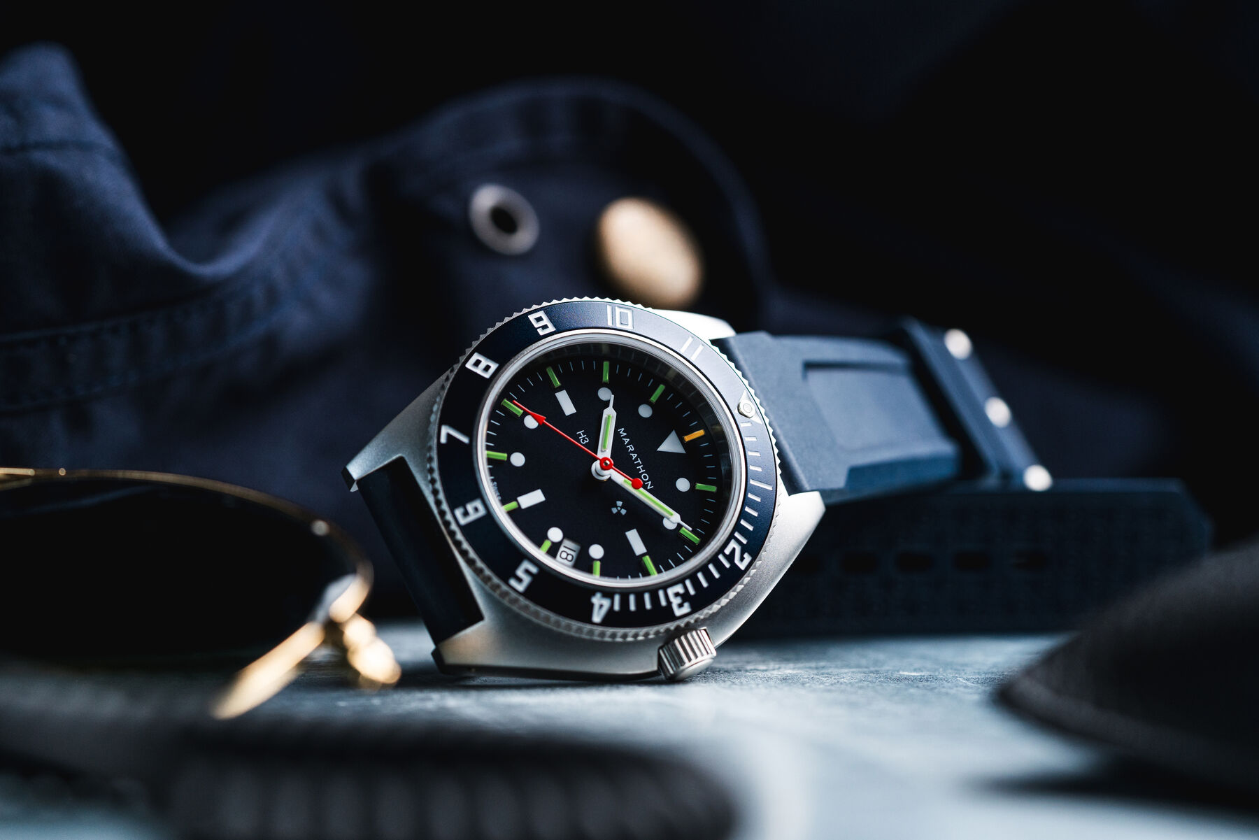 Marathon Blue Yonder Steel Navigator Watch with Date