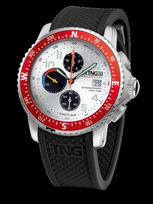 TNG Baltic Cup Chronograph Watch - Silver Dial / Red Bezel