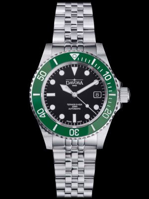 Davosa Ternos Diver Black-Green Dive Watch / Pentalink