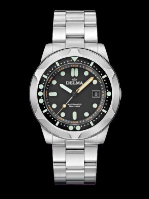 Delma Quattro Dive Watch - Black with Black Bezel Ring