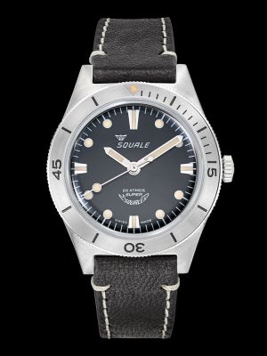 Super-Squale Black Dive Watch - Leather