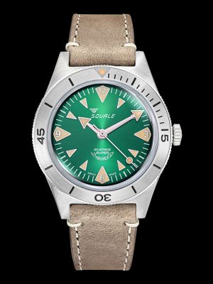Super-Squale Big Arrows Green Dive Watch - Leather