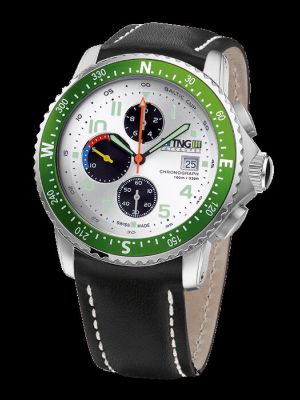 TNG Baltic Cup Chronograph Watch - Silver Dial / Green Bezel