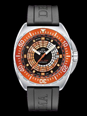 Delma Shell Star Decompression Timer Dive Watch - Black with Orange Bezel