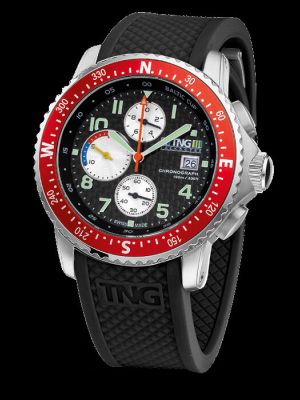 TNG Baltic Cup Chronograph Watch - Carbon Dial / Red Bezel