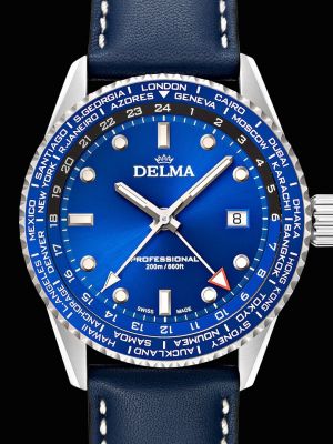 Delma Cayman Worldtimer Watch - Blue