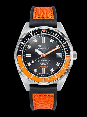 Squale Matic S Orange Dive Watch - Leather