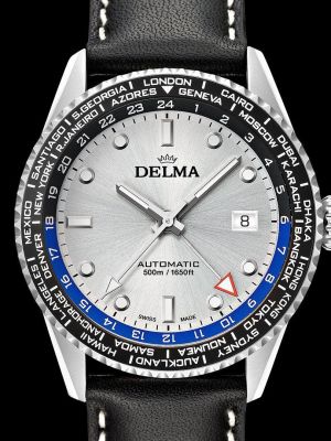 Delma Cayman Worldtimer Watch - Silver
